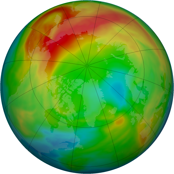Arctic ozone map for 07 February 2005